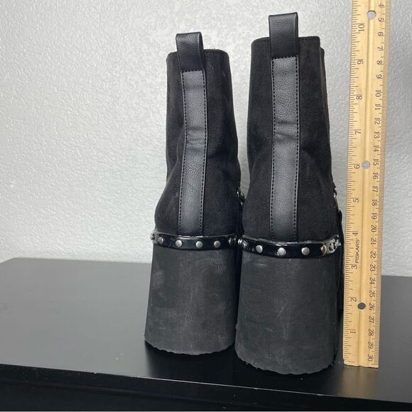 Demonia Black Ankle Boots with Studded Details - Picture 5 of 11